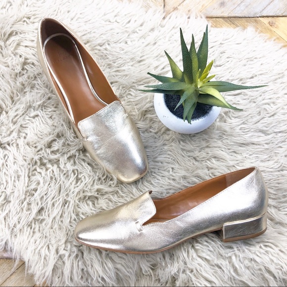 H by Halston Shoes - •H by HALSTON• Gold Karrina Slip-on Heeled Loafers